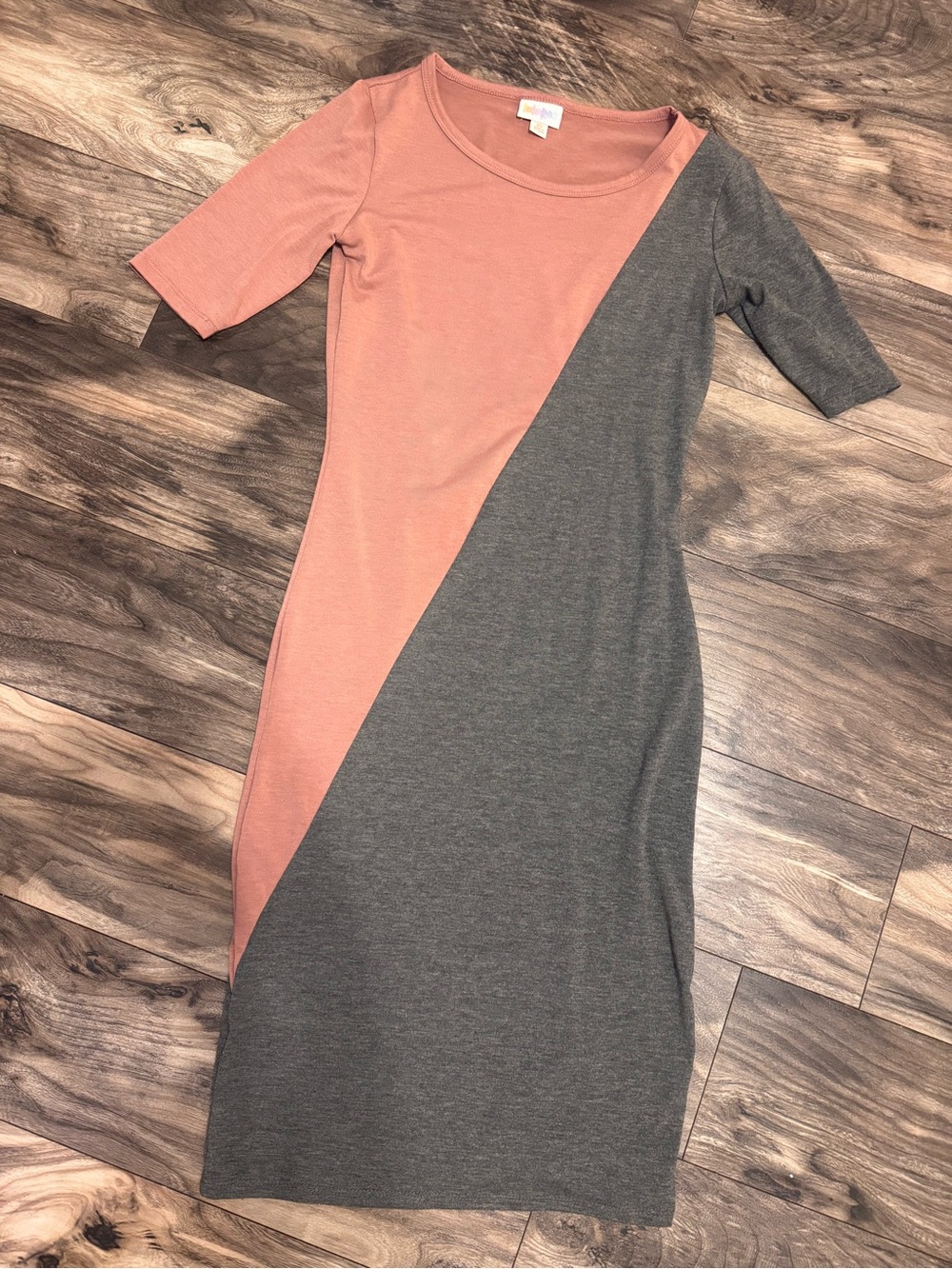 LuLaRoe Two-Tone Dusty Pink and Gray Midi Dress